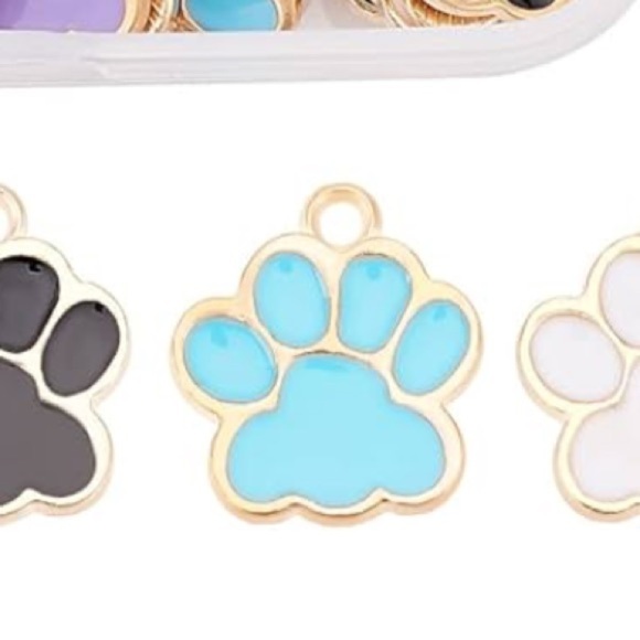 Paw Print Charms Women’s Multicolor Gold DIY Pendant Jewelry New Set of 5 - Picture 2 of 4